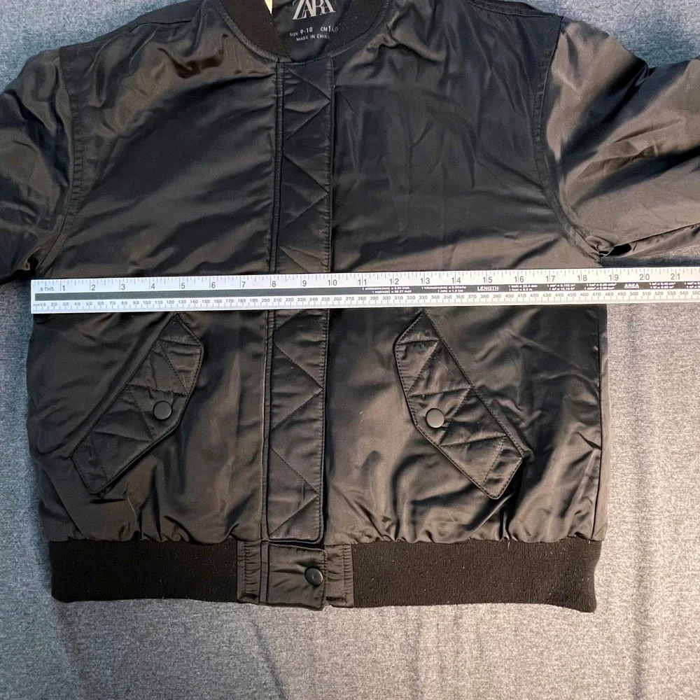 Zara Kids Black Bomber Jacket Ruched Back Quilted Detail Size 2‑3 Years‎